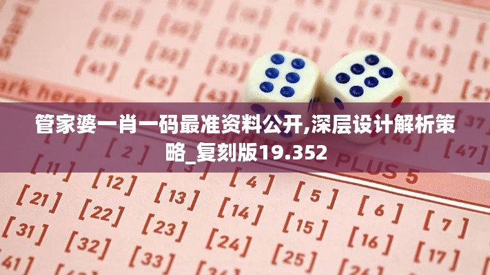 管家婆一肖一碼最準(zhǔn)資料公開,深層設(shè)計解析策略_復(fù)刻版19.352