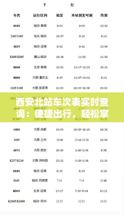 西安北站車次表實(shí)時(shí)查詢：便捷出行，輕松掌握列車動(dòng)態(tài)