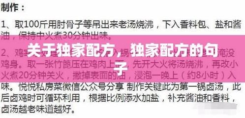 關(guān)于獨(dú)家配方，獨(dú)家配方的句子 