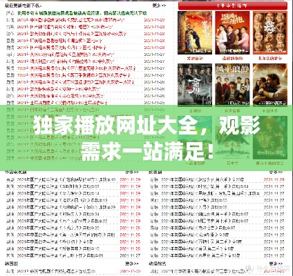 獨(dú)家播放網(wǎng)址大全，觀影需求一站滿足！