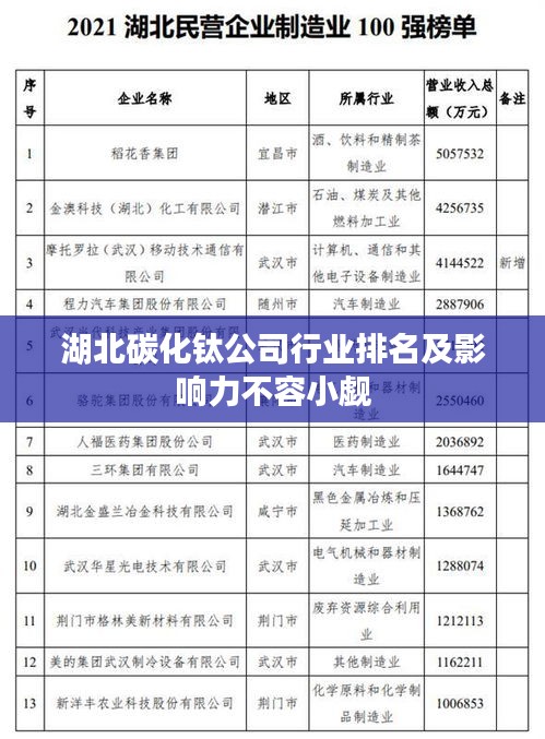湖北碳化鈦公司行業(yè)排名及影響力不容小覷