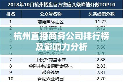 杭州直播商務公司排行榜及影響力分析