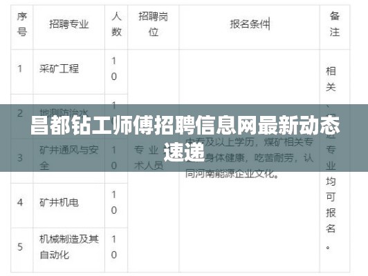 昌都鉆工師傅招聘信息網(wǎng)最新動態(tài)速遞