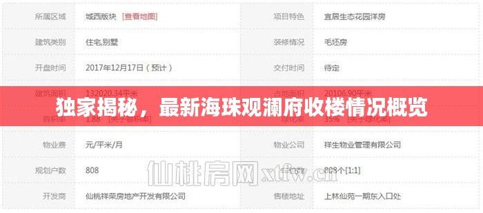 獨(dú)家揭秘，最新海珠觀瀾府收樓情況概覽