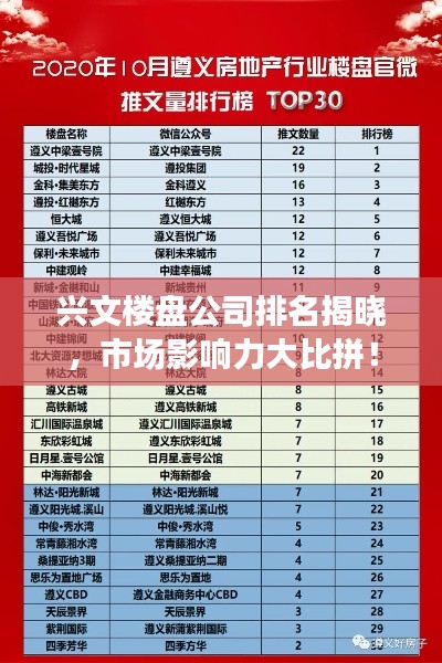 興文樓盤(pán)公司排名揭曉，市場(chǎng)影響力大比拼！