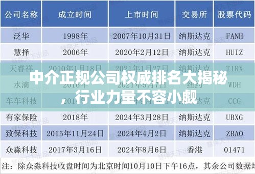 中介正規(guī)公司權(quán)威排名大揭秘，行業(yè)力量不容小覷