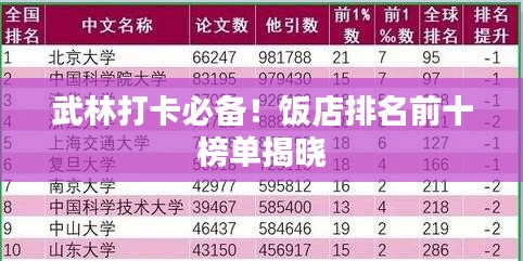 武林打卡必備！飯店排名前十榜單揭曉